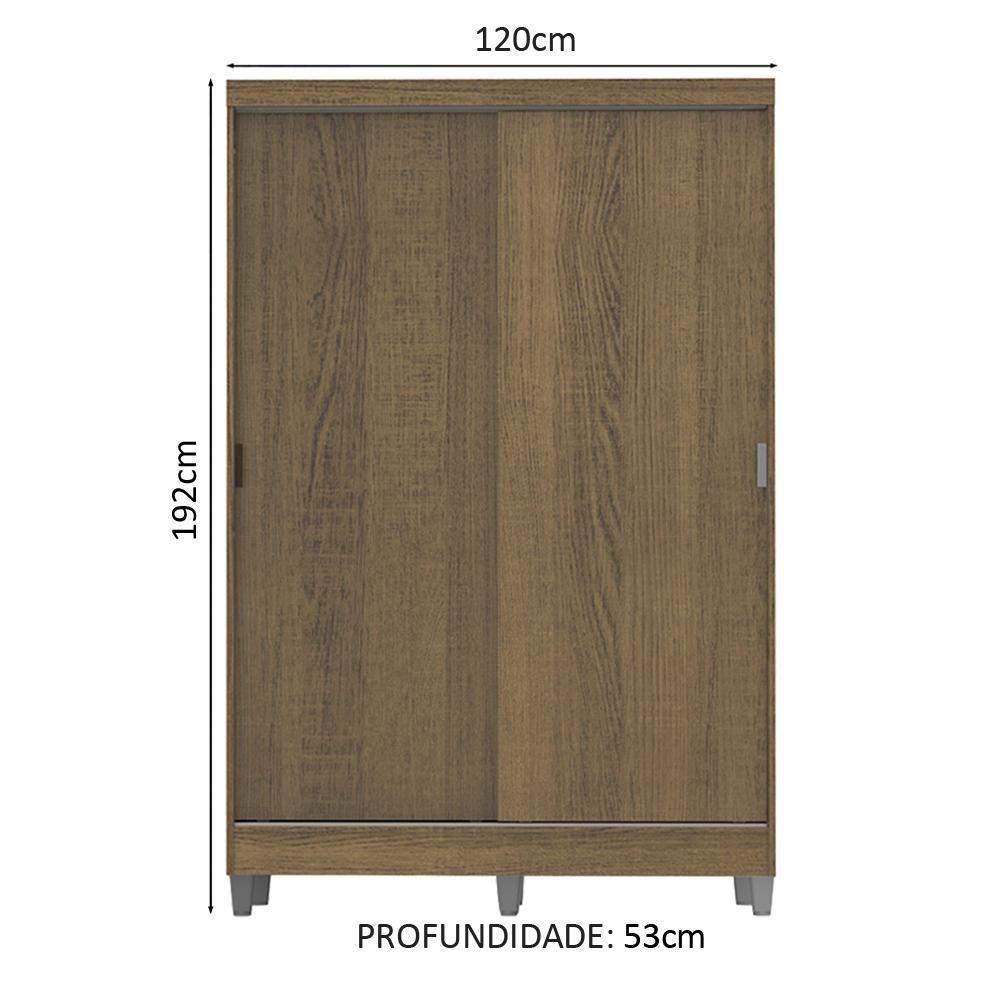 Guarda-Roupas Luke Rustic Com Pés 2 Portas Correr Madesa - 10