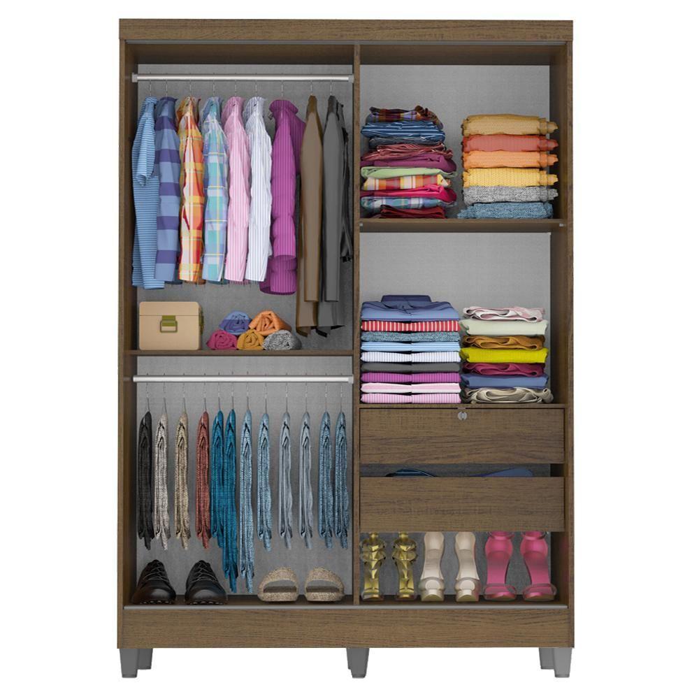 Guarda-Roupas Luke Rustic Com Pés 2 Portas Correr Madesa - 7