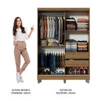 Guarda-Roupas Luke Rustic Com Pés 2 Portas Correr Madesa - 8