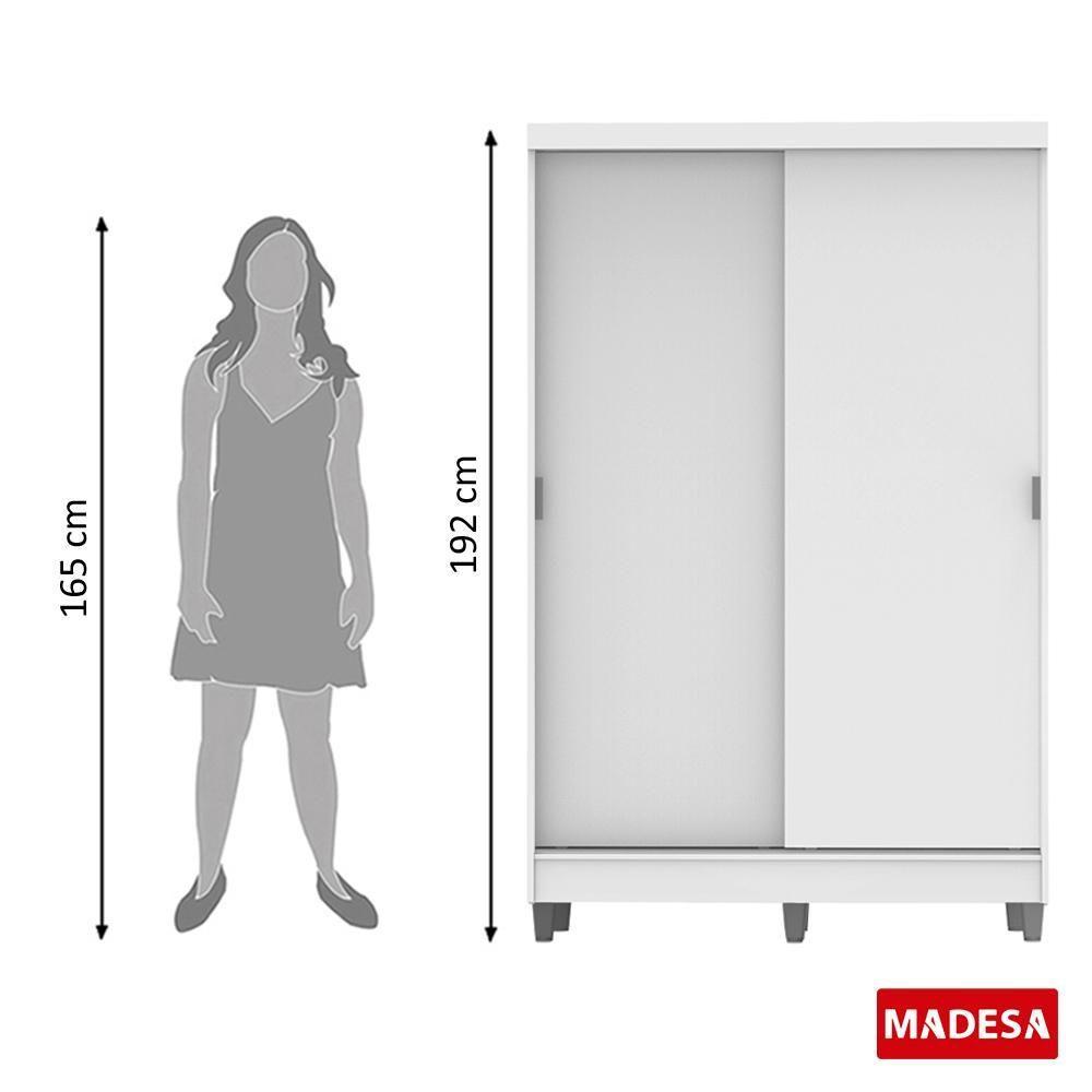 Guarda-Roupas Luke Branco Com Pés 2 Portas Correr Madesa - 12