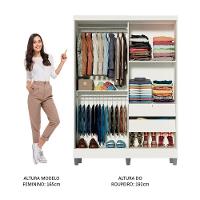 Guarda-Roupas Luke Branco Com Pés 2 Portas Correr Madesa - 11