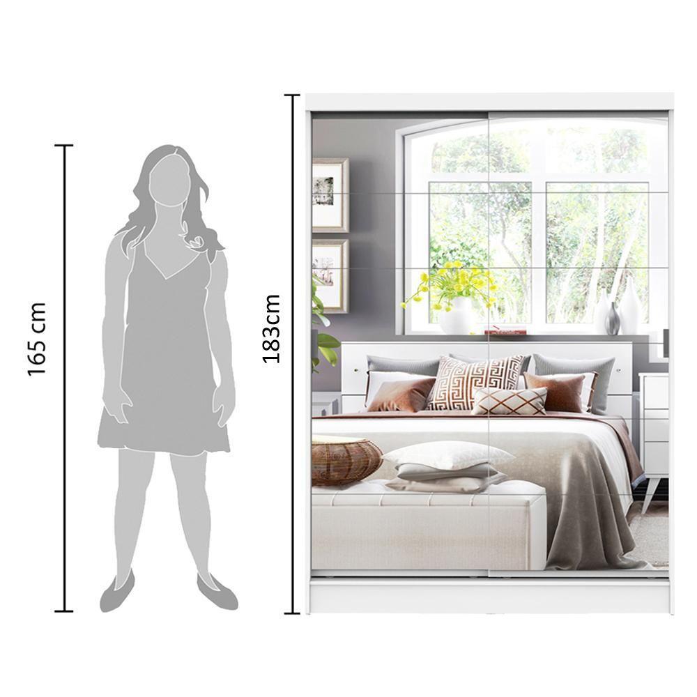 Guarda-Roupas Luke Branco 2 Portas Espelho Correr Madesa - 7