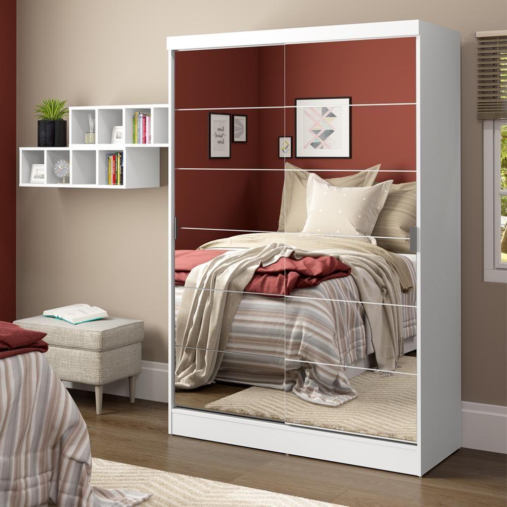 Guarda-Roupas Luke Branco 2 Portas Espelho Correr Madesa - 1