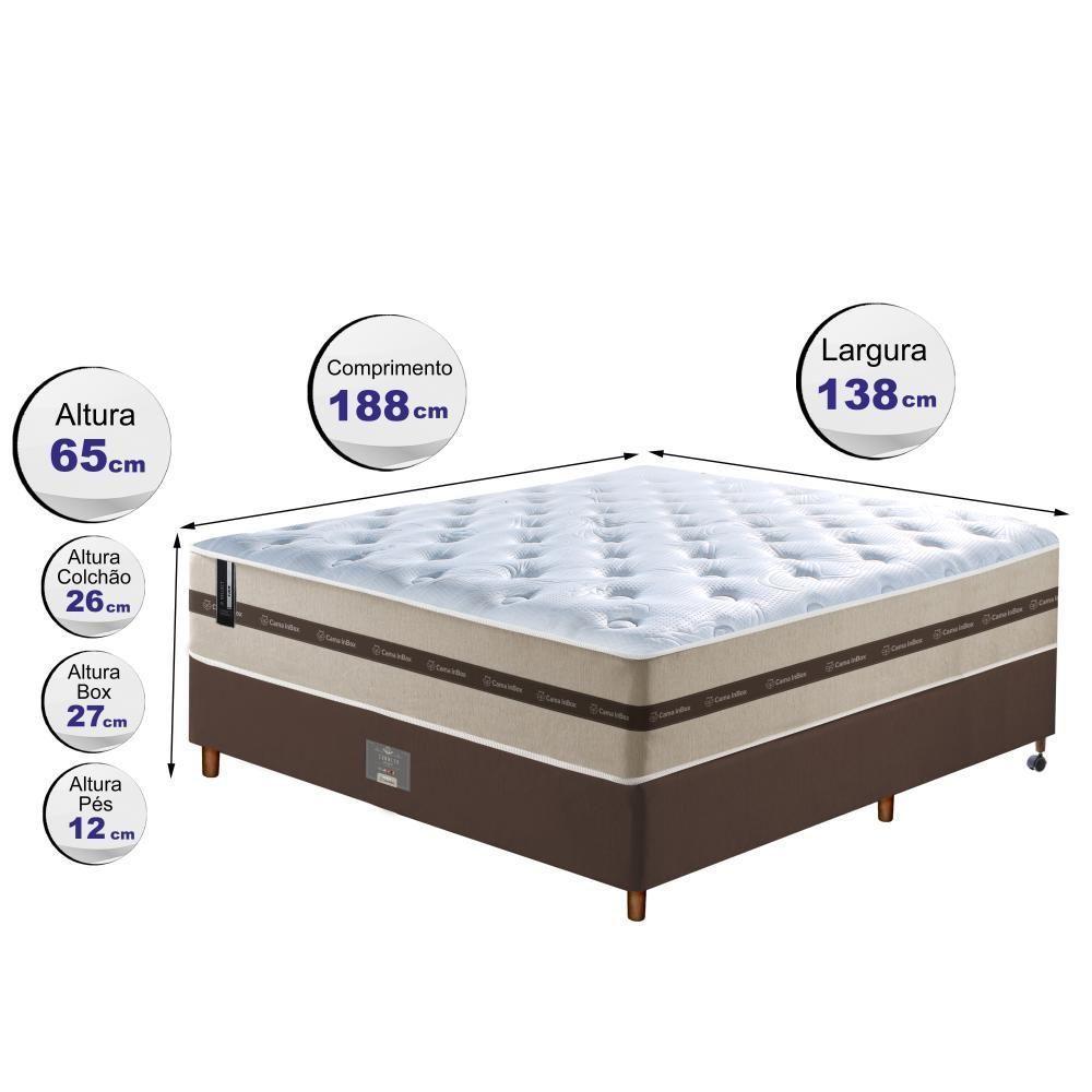 Conjunto Cama Box Casal De Molas Ensacadas Cama Inbox Select Basic 138x188x65 Bege - 5