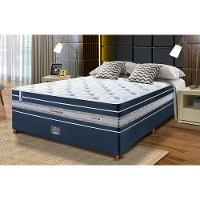 Conjunto Cama Box Casal De Molas Ensacadas Cama Inbox Select Euro Soft 138x188x71 Azul - 1