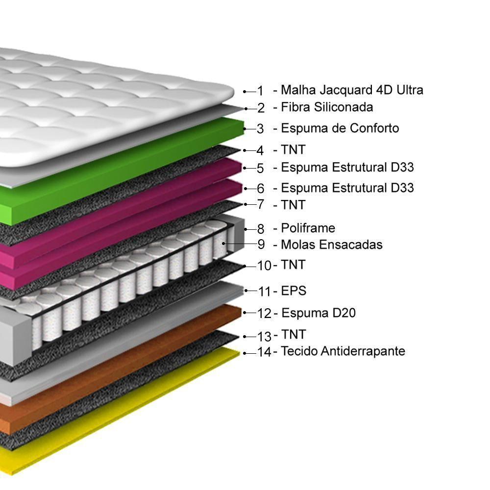 Conjunto Cama Box Casal De Molas Ensacadas D33 Cama Inbox Select Firme 138x188x71 Bege - 3