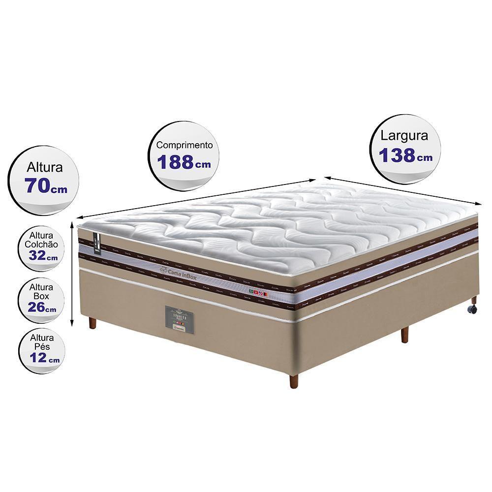 Conjunto Cama Box Casal De Molas Ensacadas D33 Cama Inbox Select Firme 138x188x71 Bege - 6