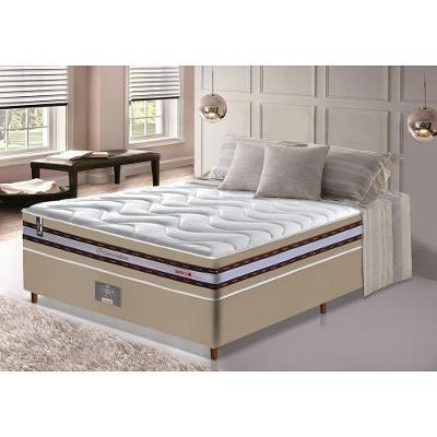 Conjunto Cama Box Casal De Molas Ensacadas D33 Cama Inbox Select Firme 138x188x71 Bege