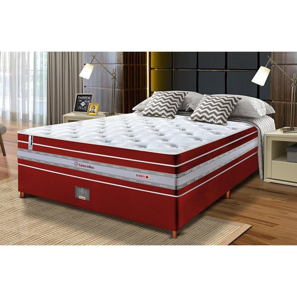 Conjunto Cama Box Casal De Molas Ensacadas Cama Inbox Select Euro Soft 138x188x71 Vermelho - 1