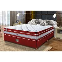 Conjunto Cama Box Casal De Molas Ensacadas Cama Inbox Select Euro Soft 138x188x71 Vermelho - 1