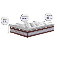Colchão Solteiro De Molas Ensacadas D33 Com Pillow Top Cama Inbox Select 88x188x32 Vinho - 5