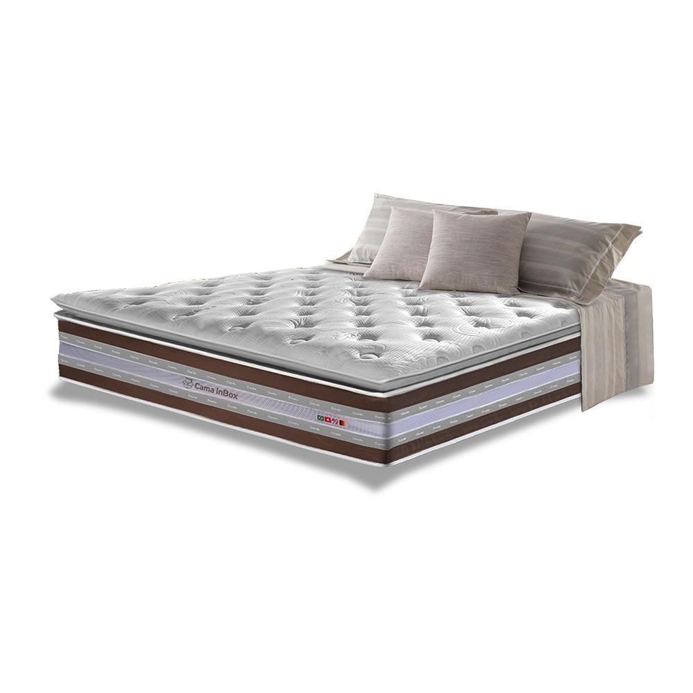 Colchão King De Molas Ensacadas D33 Com Pillow Top Cama Inbox Select 193x203x32 Café - 1