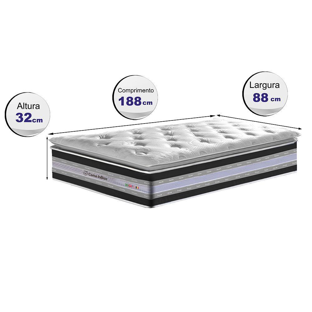 Colchão Solteiro De Molas Ensacadas D33 Com Pillow Top Cama Inbox Select 88x188x32 Preto - 5