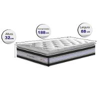 Colchão Solteiro De Molas Ensacadas D33 Com Pillow Top Cama Inbox Select 88x188x32 Preto - 5