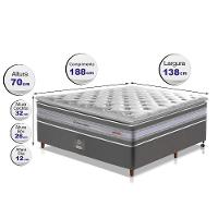 Conjunto Cama Box Casal De Molas Ensacadas D33 Com Pillow Top Cama Inbox Select 138x188x71 Cinza - 5