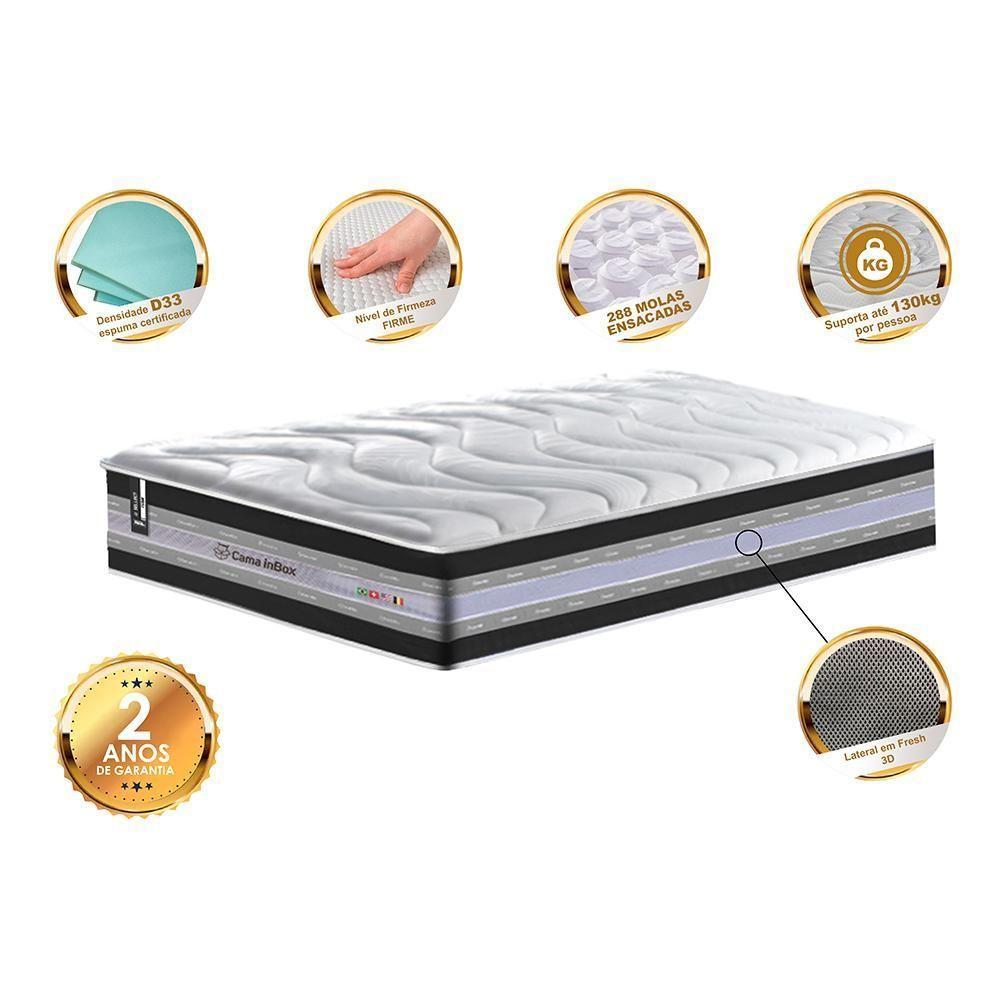 Colchão Solteiro De Molas Ensacadas D33 Cama Inbox Select Firme 88x188x32 Preto - 5