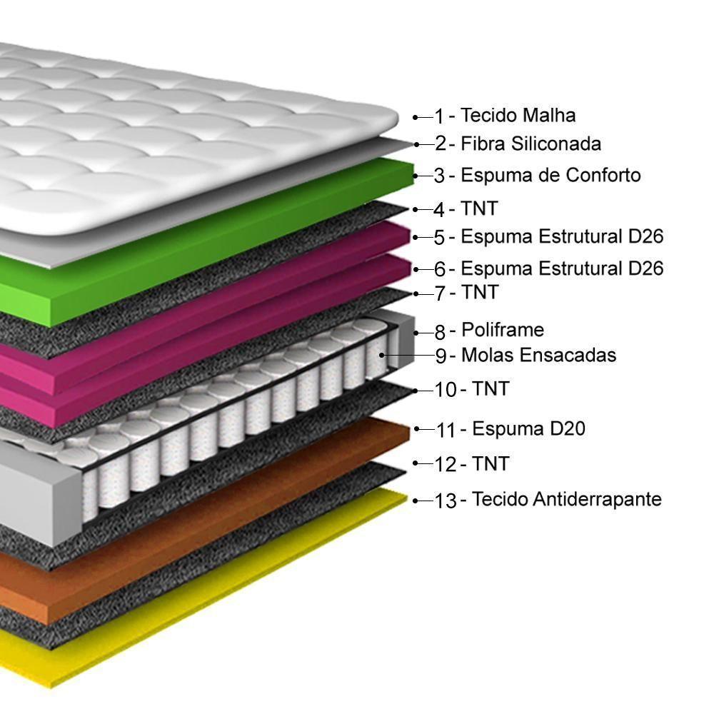 Cama Box Casal Colchão + Box 138x188 Molas Ensacadas Cama Inbox Relax Pillow Café - 2