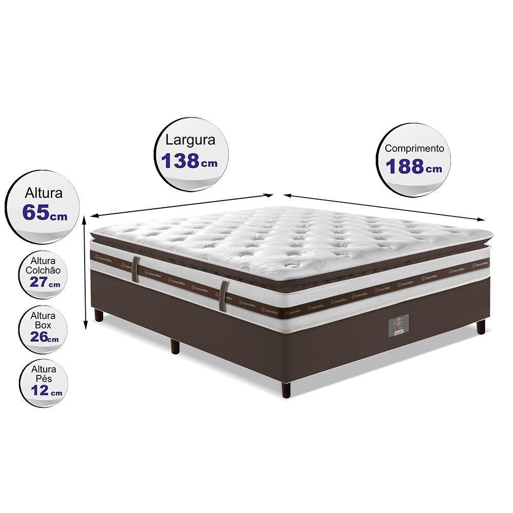 Cama Box Casal Colchão + Box 138x188 Molas Ensacadas Cama Inbox Relax Pillow Café - 5