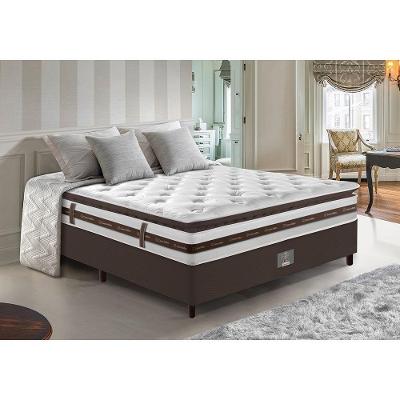 Cama Box Casal Relax Pillow Café 138x188 com Colchão Molas Ensacadas Cama Inbox