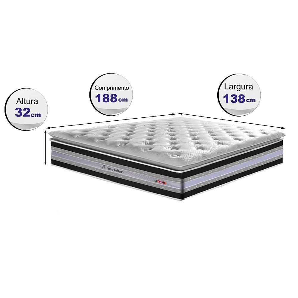 Colchão Casal De Molas Ensacadas D33 Com Pillow Top Cama Inbox Select 138x188x32 Preto - 5