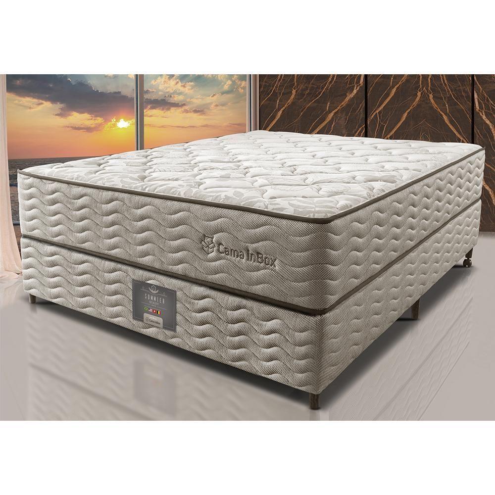 Cama Box Casal Colchão Euro + Box 138x188x71 Molas Ensacadas Cama Inbox Ocean Bege - 1