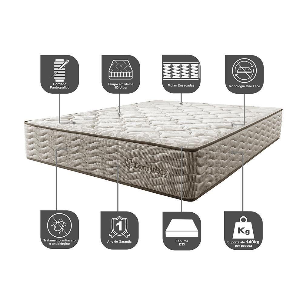 Colchão Casal Molas Ensacadas Euro 138x188x32 Cama Inbox Ocean Bege - 5