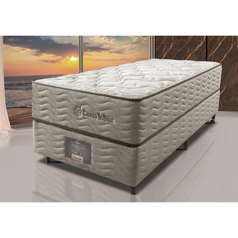 Cama Box Solteiro Colchão Euro + Box 88x188x71 Molas Ensacadas Cama Inbox Ocean Bege - 1