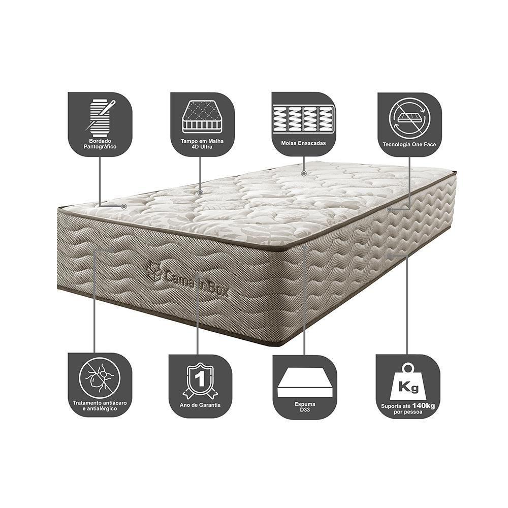 Colchão Solteiro Molas Ensacadas Euro 88x188x32 Cama Inbox Ocean Bege - 6