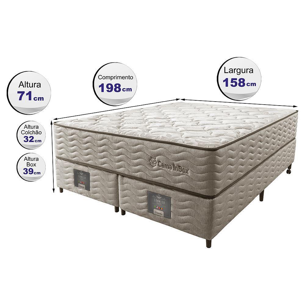 Cama Box Queen Colchão Euro + Box 158x198x71 Molas Ensacadas Cama Inbox Ocean Bege - 6