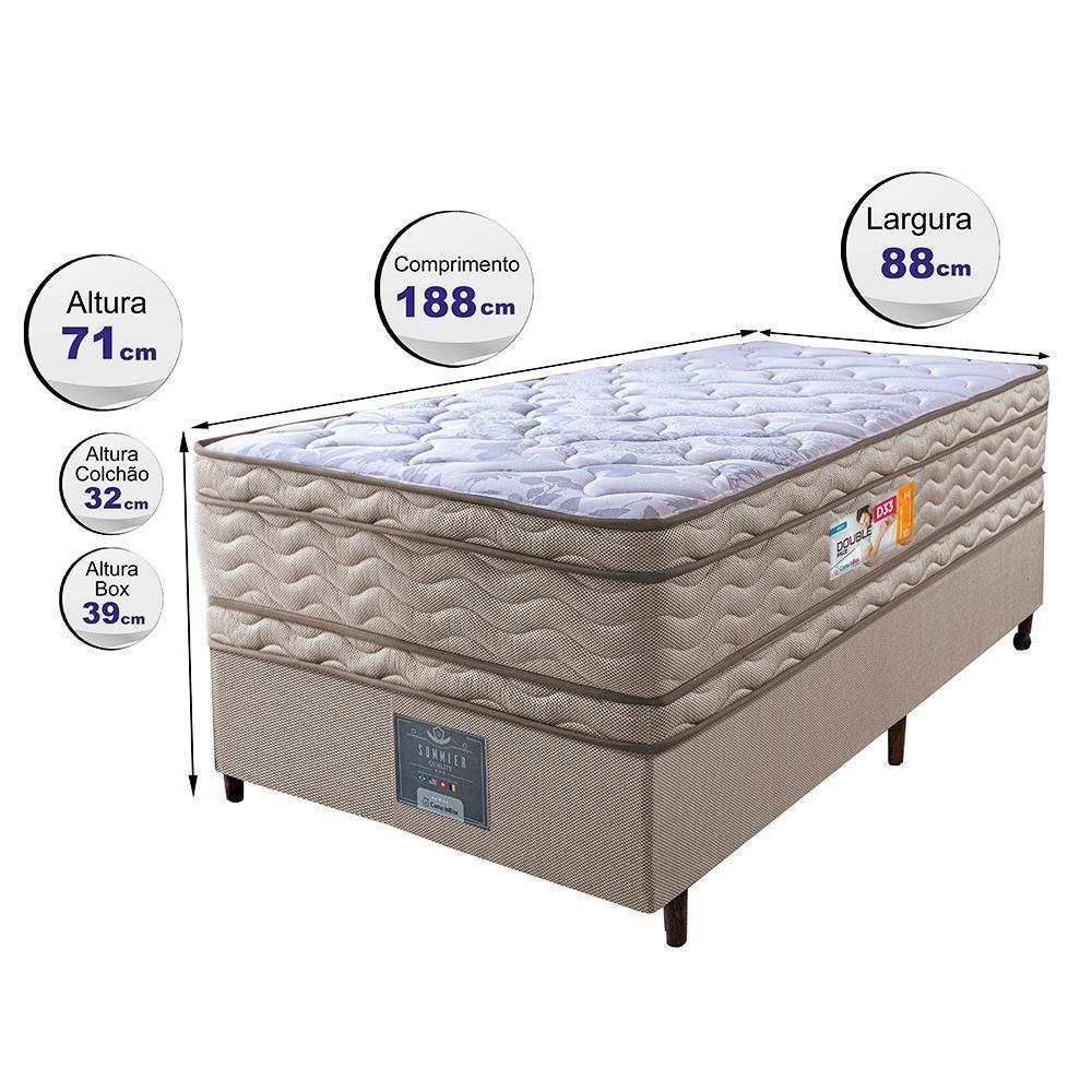 Cama Box Solteiro Colchão Ortopédico + Box 88x188x71 Double Face Espuma D33 Dourado - 6