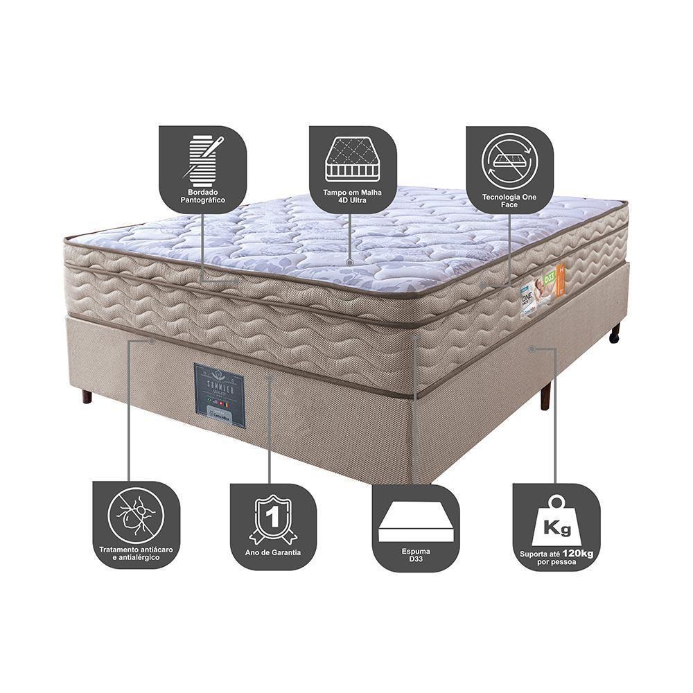 Cama Box Casal Colchão Ortopédico + Box 138x188x67 One Face Espuma D33 Dourado - 6