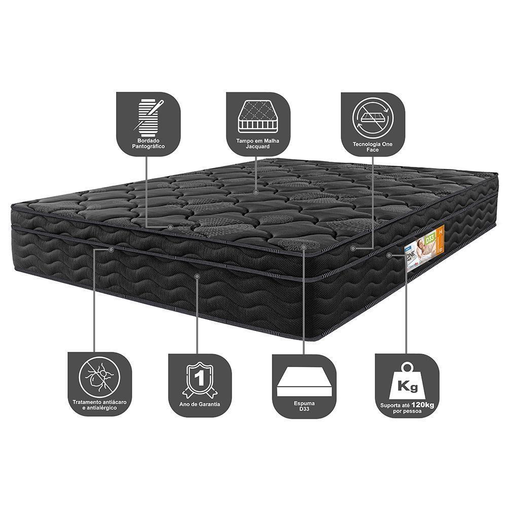 Colchão King Ortopédico Black 193x203x28 One Face Espuma D33 Preto - 6