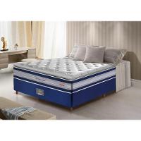 Conjunto Cama Box Casal De Molas Ensacadas D33 Com Pillow Top Cama Inbox Select 138x188x71 Azul - 1