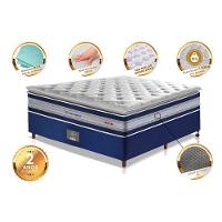 Conjunto Cama Box Casal De Molas Ensacadas D33 Com Pillow Top Cama Inbox Select 138x188x71 Azul - 7