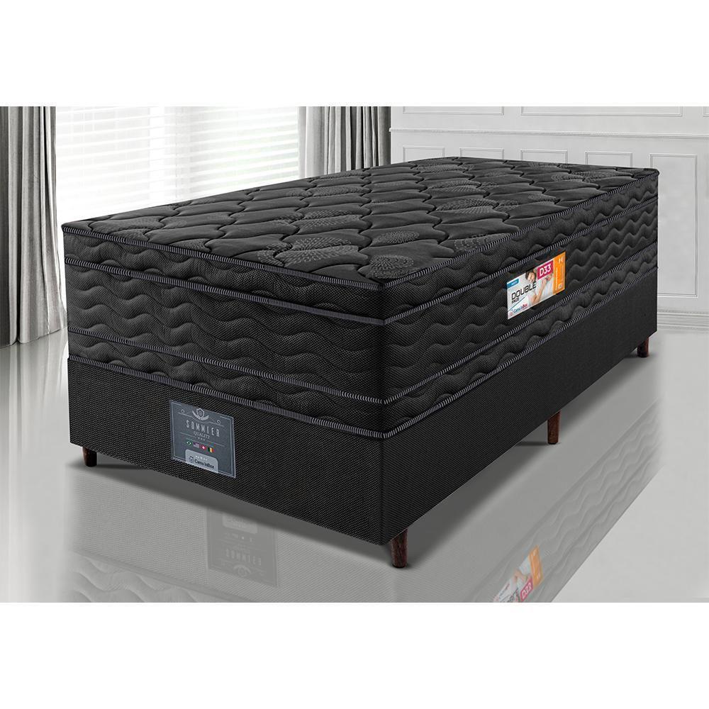 Cama Box Solteiro Colchão Ortopédico Black + Box 88x188x71 Double Face Espuma D33 Preto - 1