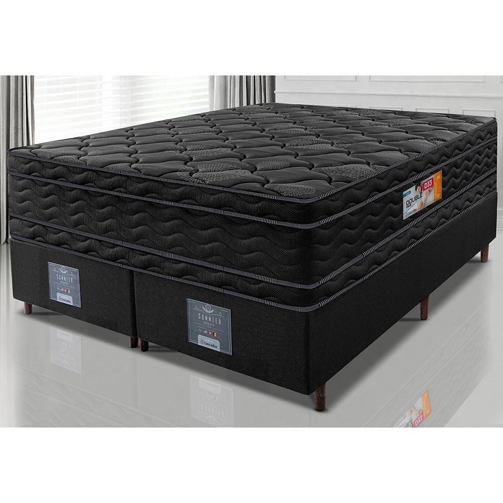 Cama Box King Colchão Ortopédico Black + Box 193x203x71 Double Face Espuma D33 Preto - 1