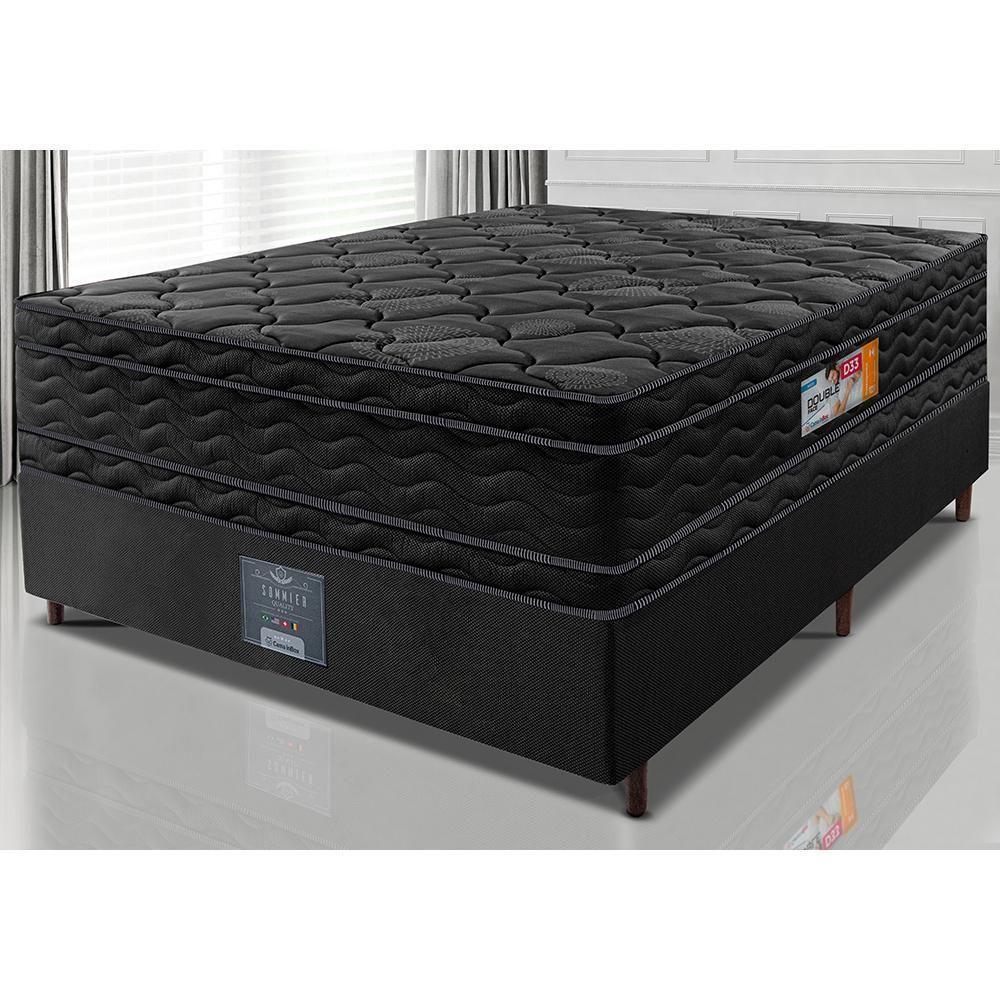Cama Box Casal Colchão Ortopédico Black + Box 138x188x71 Double Face Espuma D33 Preto - 1