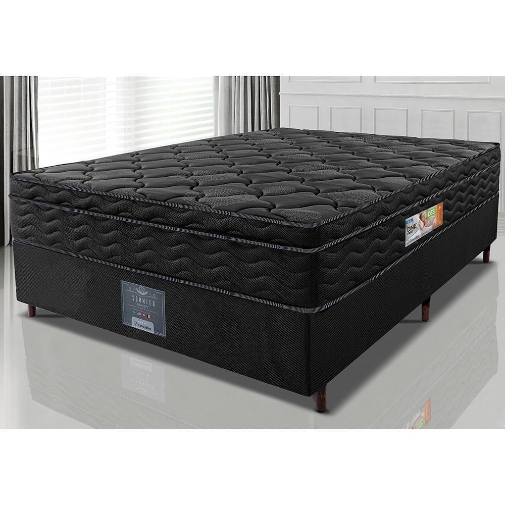 Cama Box Casal Colchão Ortopédico Black + Box 138x188x67 One Face Espuma D33 Preto - 1