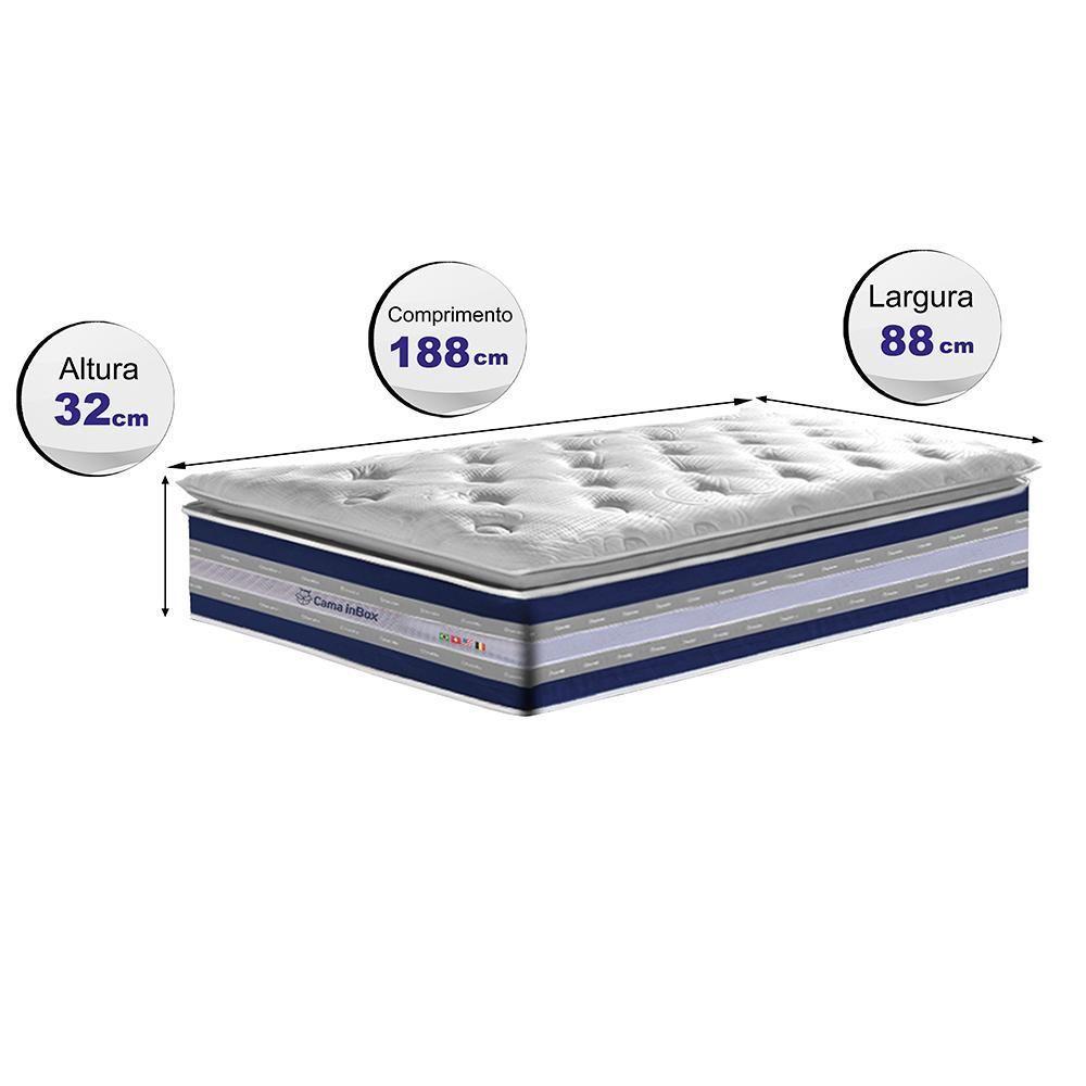 Colchão Solteiro De Molas Ensacadas D33 Com Pillow Top Cama Inbox Select 88x188x32 Azul - 5