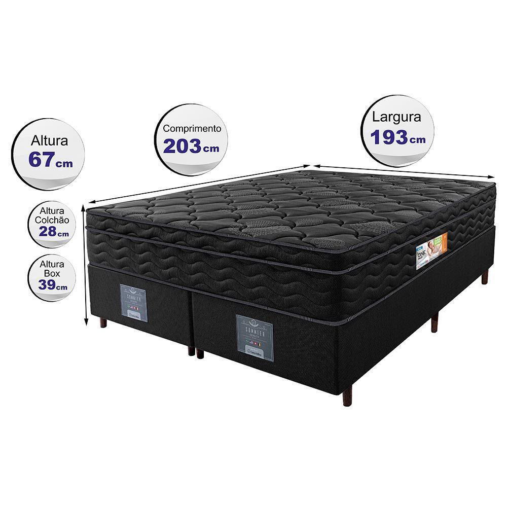 Cama Box King Colchão Ortopédico Black + Box 193x203x67 One Face Espuma D33 Preto - 6