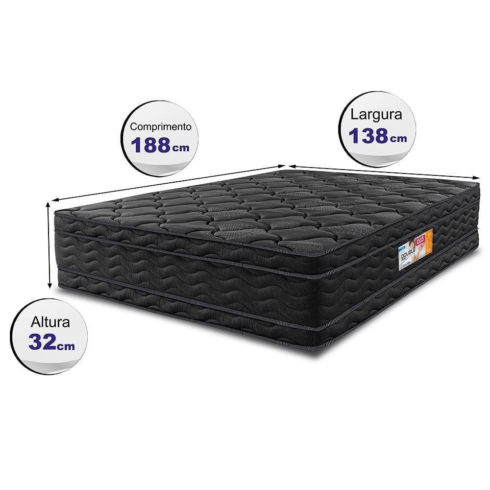 Colchão Casal Ortopédico Black 138x188x32 Double Face Espuma D33 Preto - 2