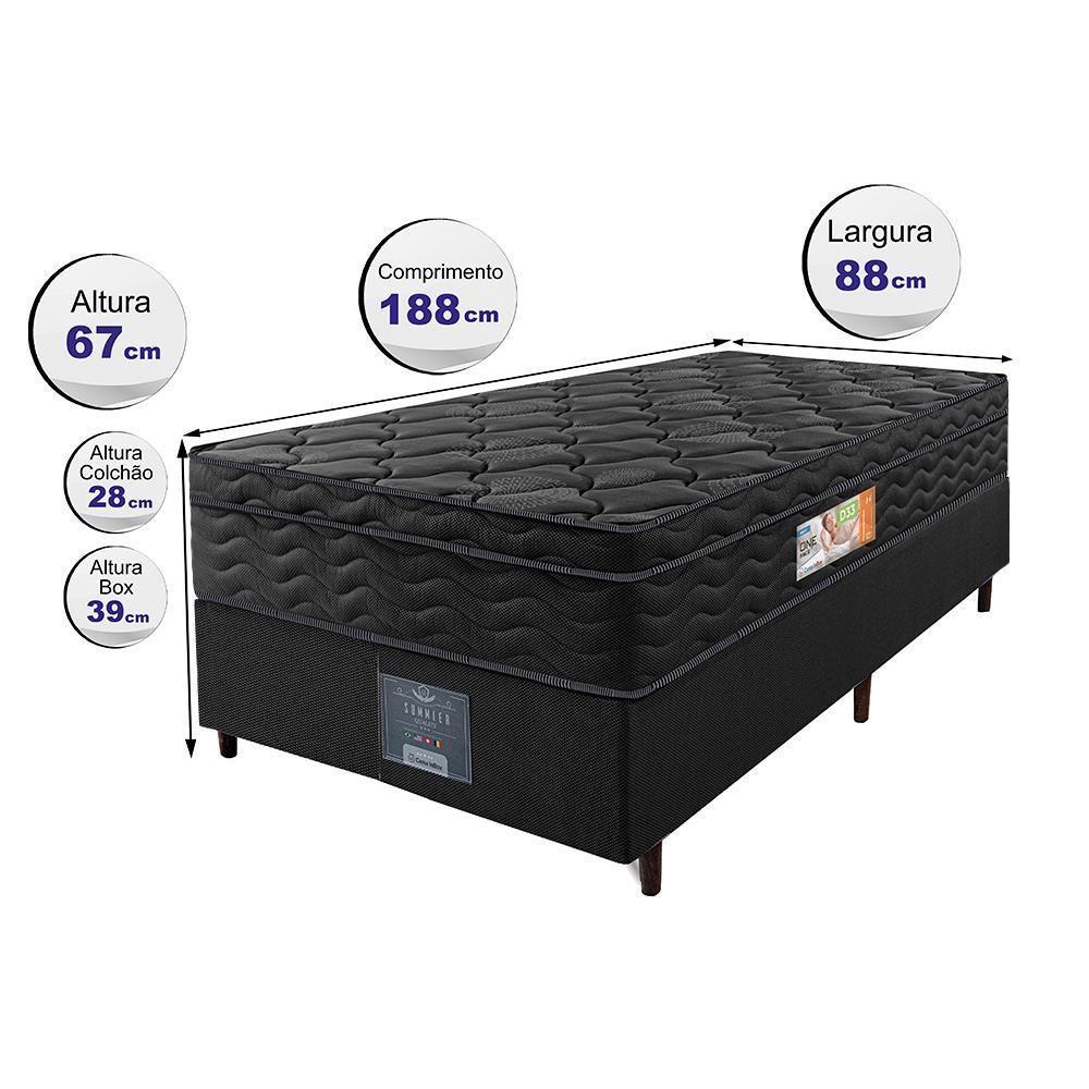 Cama Box Solteiro Colchão Ortopédico Black + Box 88x188x67 One Face Espuma D33 Preto - 10