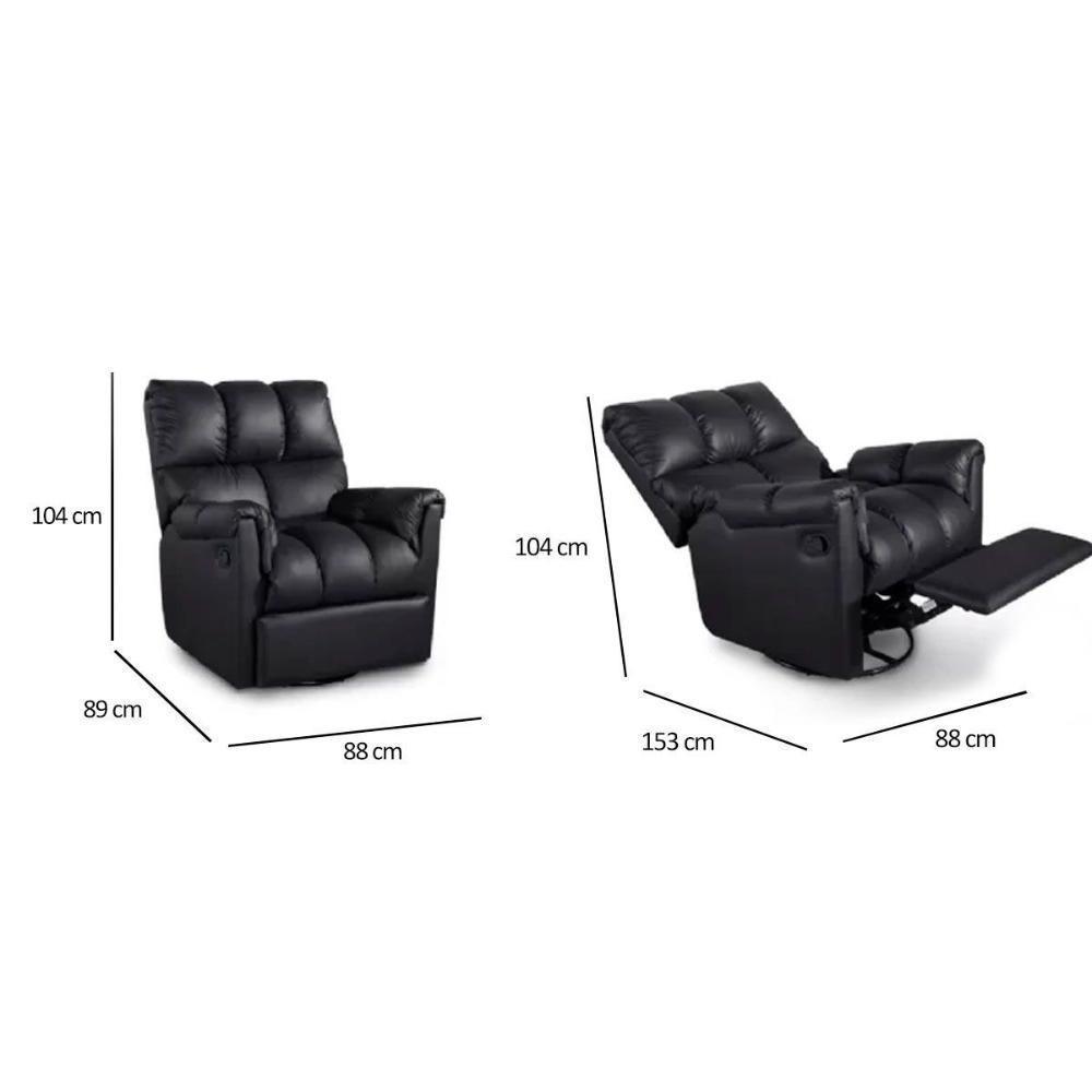 Poltrona Reclinável p/ Sala  Aspen Romana Zero Wall Giro e Balanço Courano Preto - Probel - 6