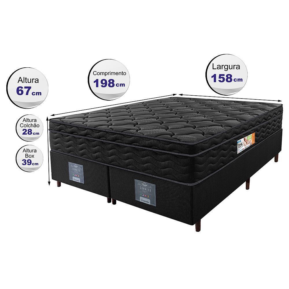 Cama Box Queen Colchão Ortopédico Black + Box 158x198x67 One Face Espuma D33 Preto - 5