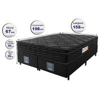 Cama Box Queen Colchão Ortopédico Black + Box 158x198x67 One Face Espuma D33 Preto - 5