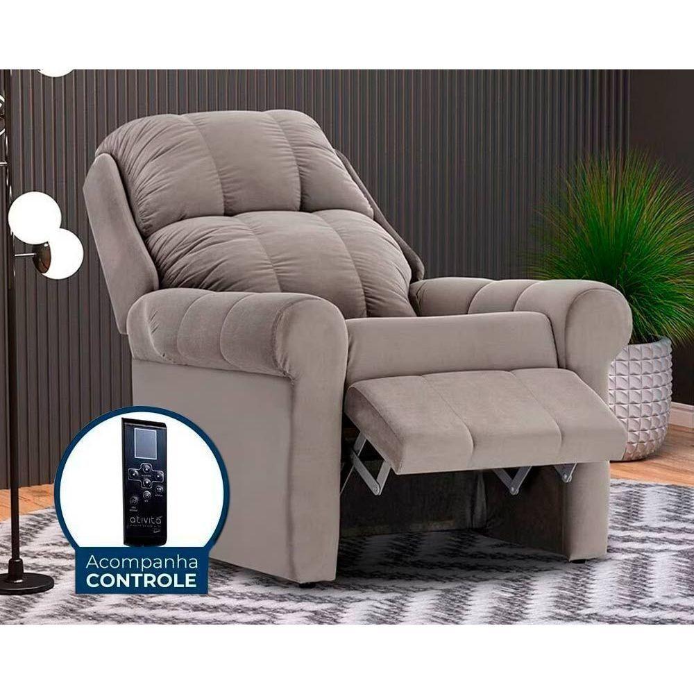 Poltrona do Papai Reclinável MH 1216 Two Way c/ Massagem Suede Cinza - Herval - 1