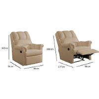 Poltrona do Papai Reclinável Vermont Classic Zero Wall Giro e Balanço Courano Bege - Probel - 11