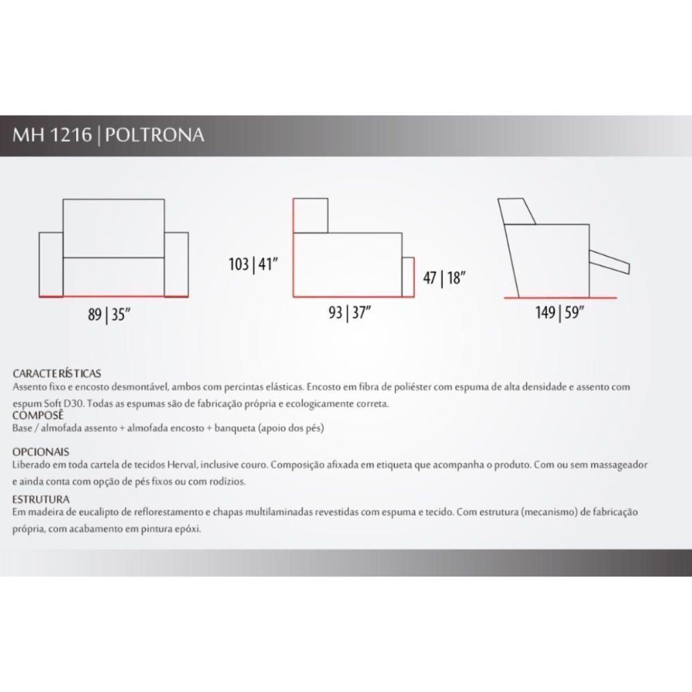 Poltrona do Papai Reclinável MH1216 Two Way Courano Azul Marinho - Herval - 2