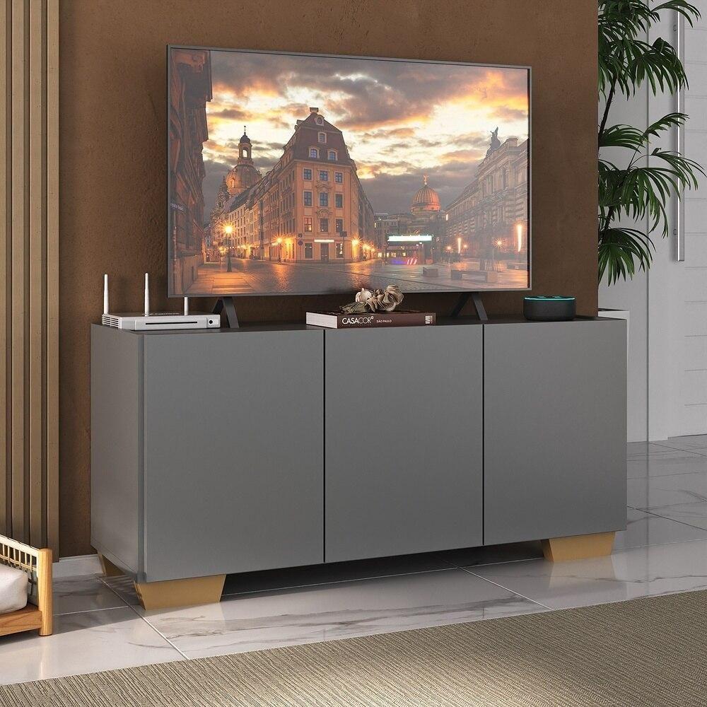 Rack Para Tv Até 32 Polegadas Com 3 Portas Multimóveis Mp1068 Grafite/natural Grafite/natural - 2