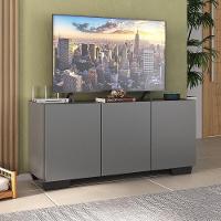 Rack Para Tv Até 32 Polegadas Com 3 Portas Multimóveis Mp1068 Grafite/preto Grafite/preto